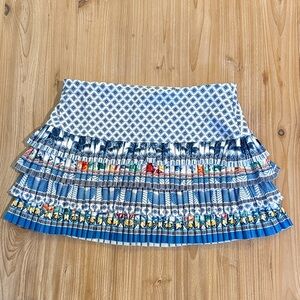Lucky in Love Blue and White Ruffled Mini Skirt